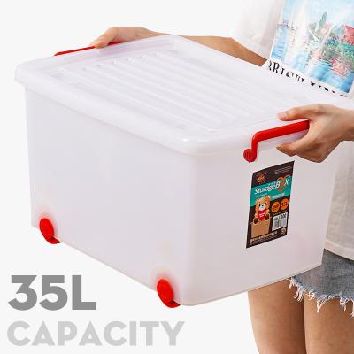 China 2021 Wholesale Plastic Sustainable Large Trash Rectangle Transparent Storage Box For Car Clothes Play for sale