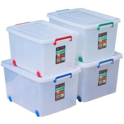 China Home Or Outdoor Kitchen Tall Trash Bin Container Crate Viable White Clear Plastic PP Storage Boxes With Lid for sale