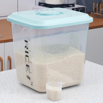 China 15kg Dry Freshness Preservation Table Kitchen Food Cereal Rice Bucket Dispenser Storage Container Box Plastic Box for sale