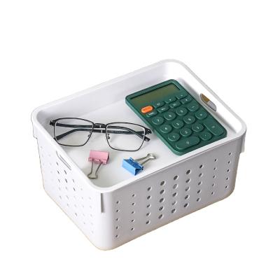 China Good Sustainable Design High Quality Rectangular Bathroom Plastic Storage Basket With Handle for sale