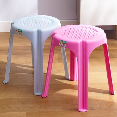 China Modern Nordic home furniture chair storage style leisure square stool simple color thicken stackable plastic stool for sale