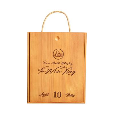 China Online Wholesale Gift Red Wine Packaging High Quality Printing Wooden Box Recyclable for sale