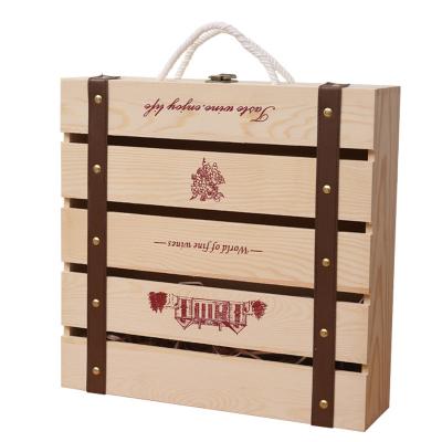 China Modern Design Low Cost Glass Bottle Recyclable High End Wooden Gift Red Wine Box for sale