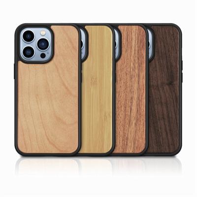 China Amazon Hot Selling High Level Wooden Wallet Function Phone 13 With Shockproof View PH Metal Wood Case Metal Cell Phone Material for sale