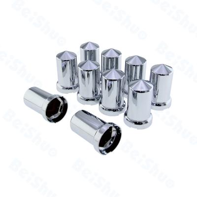 China 33mm Lug Nut 33mm Chrome Headed Cylinder Push-on Lug Nut Covers Set 10 Pack for sale