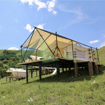 China Outdoor glamping house event safari tent luxury canvas wooden outdoor tent for resort for sale