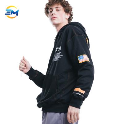 China 2019 Letter Printing NASA Space American Flag Armband Pullover Embroidered Anti-pilling Hoodie With Line Patch Pocket For Man Online for sale