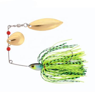 China High Quality Lead Body Buzz Bait Skirt Fishing Lure Metal Spoon Spinner Rubber Bait for sale