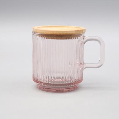 China YIDING New Viable Fashionable Promotional Clear Colorful Glass Cup Coffee Mug Customize Stripe Wine Glass Creative Tea Cup for sale