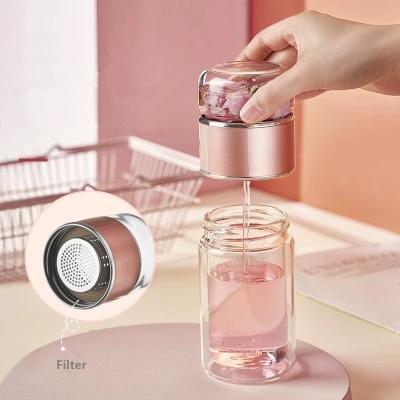 China YIDING Portable Wholesale Viable Glass Water Bottle Cup Household Tea Bottle Cup And Water Separation Tea Cup for sale