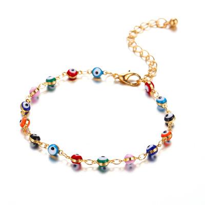 China Newest FASHIONABLE Foot Jewelry Rainbow Eyes Evil Eyes Beaded Anklet Link Chain Bracelet Anklet For Women Men for sale