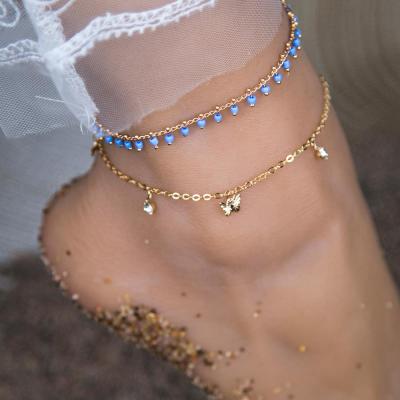 China BOHEMIA Yard Jewelry Fashion Gold Chain Anklets For Women Wholesale, 2021 Hot Seed Pearl Butterfly Chain Anklets for sale