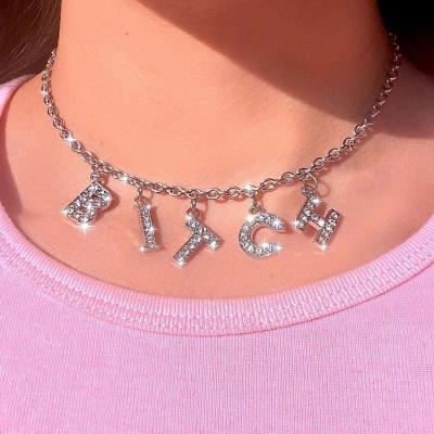 China 2021 New Women Fashion Trendy Initial Chain Letter Necklace Choker Necklace Pendant Jewelry Custom for sale