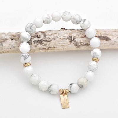 China FASHIONABLE Best Selling Popular Natural White Beads Bracelet Handmade Elastic White Turquoise Beaded Bracelet for sale