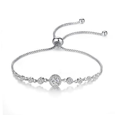 China Simple Round TRENDY Diamond Slider Bracelet CZ Crystal Geometric Adjustable Woman Jewelry Bracelet for sale