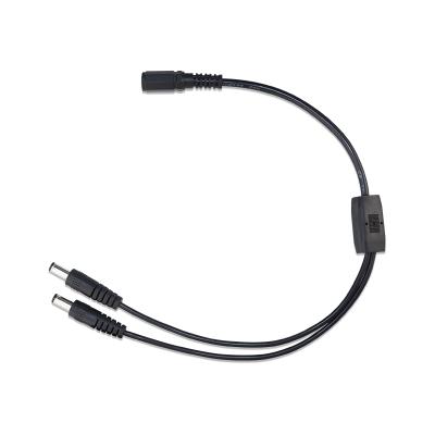 China Black 2C*22AWG Power DC5.5*2.1mm 35cm Male And Female Plug DC Y Splitter for sale