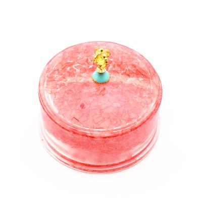 China Rococo Rose Quartz Chips Resin Round China Stone Ring Bracelet Jewelry Box Healing Storage Box for Gifts for sale