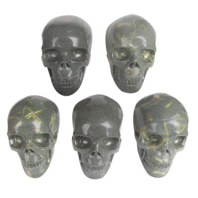 China China Quality Wholesale Natural Bamboo Leaf Mineral Carved Skulls For Halloween Gifts for sale