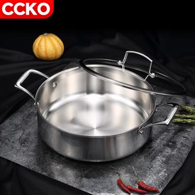 China CCKO CK9723 Double Ear Soup Pot 21/24/29/34cm Stainless Steel Milk Pot Small Capacity Viable Soup Pot for sale