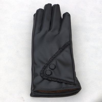 China Korean lower ladies daily lifestyle both ride leather and wool touch screen bike drop winter PU warm gloves for sale