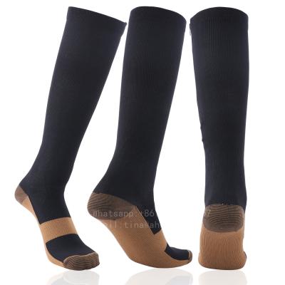 China Factory Price Sporty Knee High Black Color Copper Infused Compression Socks for sale