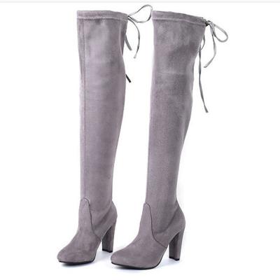 China Women's Tale Pu Shoe'N Stretch Suede Chunky Heel Thigh High Over The Knee Boots for sale