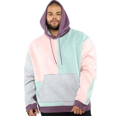 China Manufacturer Custom Wholesale Men's Casual Hoodie Stitching Color With Hat And Matching Color Hoodie for sale