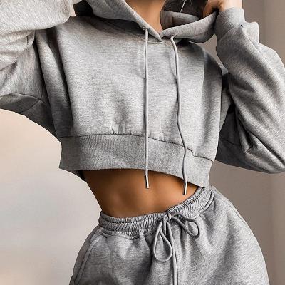 China QUICK DRY Women's Jacket Casual Two Piece Sweatshirt Waist Pants Tops Jogging Hoodie Suit Sportswear for sale