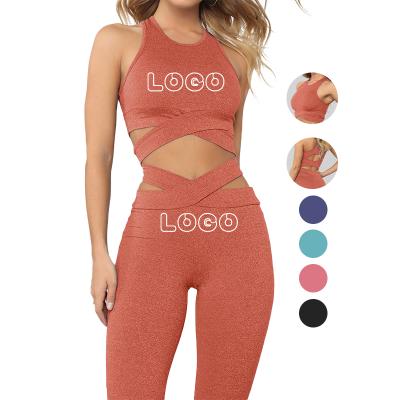 China 2021 Cotton Sweat Suit Breathable Seamless Gym Fitness 2 Piece Sets Wear High Waisted Workout Leggings Yoga Set for sale