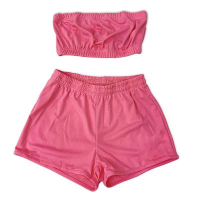 China 2021summer lady breathable hot workout sweat candy booty shorts women's fitness two-piece set snack biker shorts for sale