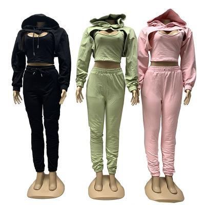 China Cheap Three Piece Anti-Wrinkle Short Jogging Suit Set Women Jogging Suits for sale