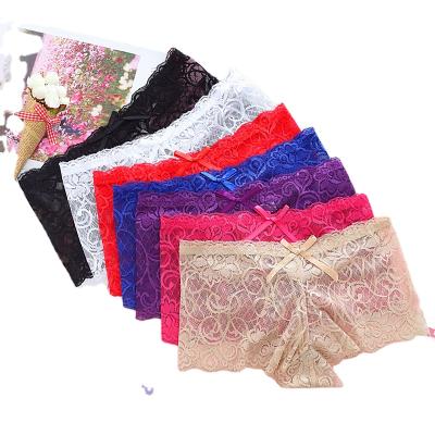 China Expensive bud silk embroidery breathable hollow out jacquard charm underwear low waist do at the bottom four horn pants for sale