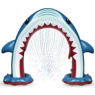 China Water Entertainment Giant Shark Sprinkler For Kids Inflatable Water Toys Outdoor for sale