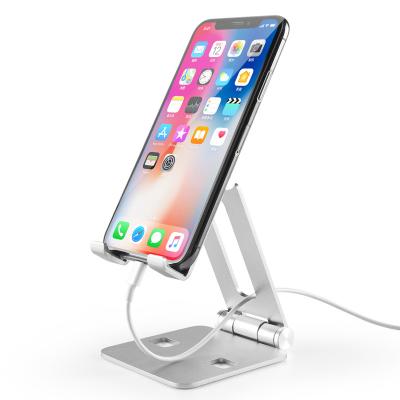 China Dual Adjustable Portable Cell Phone Mount Holder Stand Foldable Foldable Desk Stand for Smartphones Tablets iPads for sale