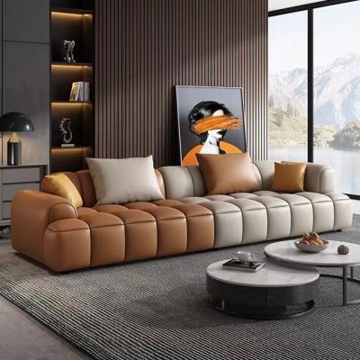 China Other Italian minimalist living room three main layer leather cowhate bean curd puff modern contracted sofa for sale