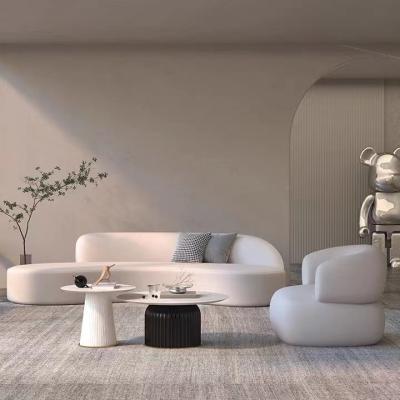 China The other small net red curved sofa rest area to receive the beauty salon creative modern light luxury three small lamb cashmere family for sale