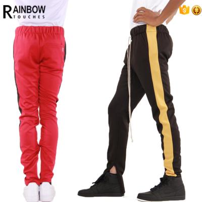 China Wholesale Custom Anti-pilling Mens Polyester Slim Fit Gym Track Pants With Stripe for sale