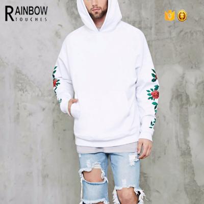 China Anti-pilling OEM Terry Cotton Men Pullover Oversized French Hoodie with Embroidered Floral for sale