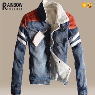 China Wholesale Winter Fashionable Men Breathable Contrast Fabric Denim Jacket for sale