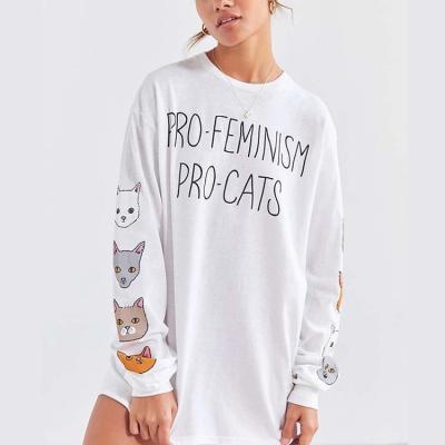 China Hot-selling Oversized Anti-pilling Cat Printing Women Cute T-shirt OEM Design for sale