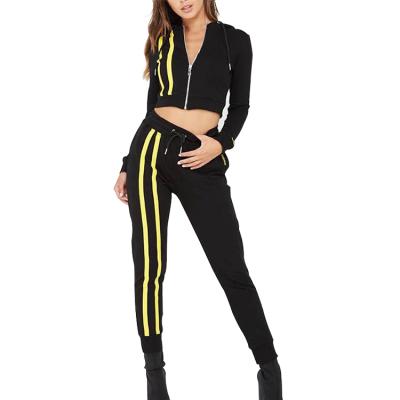 China Breathable Women Two Piece Pants Set Cropped Cotton Tracksuit for sale