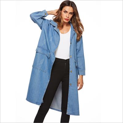 China Breathable Oversized Casual Long Denim Ditch Coat Women for sale