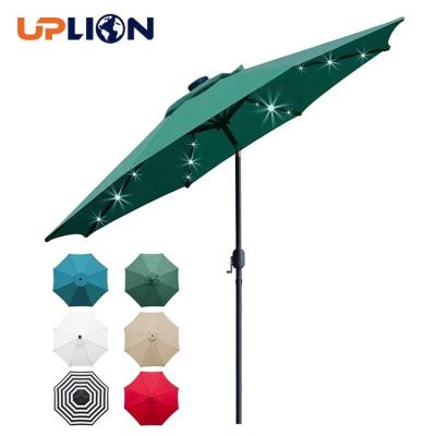 China Uplion Modern Shiny Solar Patio Umbrella With Crank And Tilt Adjustment Led Lightweight Garden Umbrella Parasol for sale