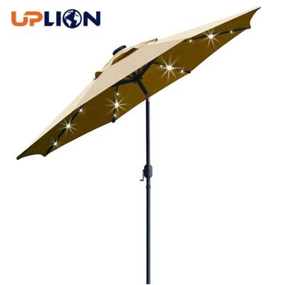 China Modern Uplion 24 LED Solar Light Patio Umbrellas for Christmas with Tilt Adjustment and Crank Lift System Sun Garden Umbrella Uplion for sale