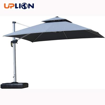 China Durable Uplion Patio Garden Furniture Double Square Offset Roma Umbrella Coffee Cantilever Outdoor Umbrella Parasol for sale