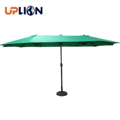 China Modern Uplion 15 Ft Metals Market Green Large Umbrella Outdoor Double Sided Garden Umbrella Parasol for sale