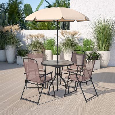 China Modern Outdoor Furniture 4pcs Garden Table And Chair Set With Umbrella Patio Dining Set for sale