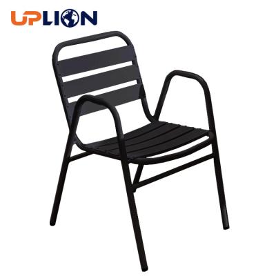 China Modern Popular Black Metal Frame Shop Cafe Restaurant Stackable Uplion Dining Chair for sale