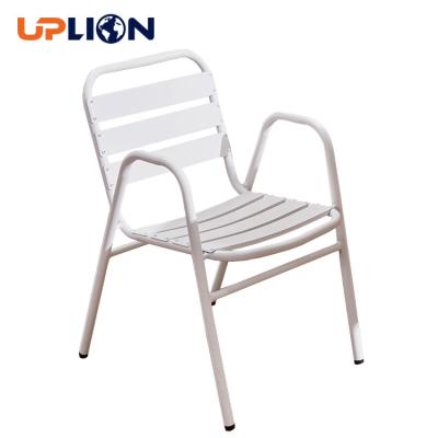 China Modern Uplion Cafe Bistros Bar Patio Dining Metal All Aluminum Deck Garden Chair for sale