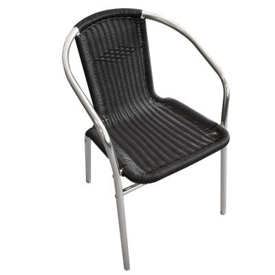 China Modern Aluminum Outdoor Cheap Restaurant Bistros Wicker Chair Uplion Stacking Garden Rattan Chair for sale